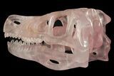 Carved Rose Quartz Dinosaur Skull - Roar! #227043-5